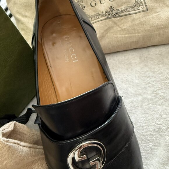 Men\'s Gucci Leather Loafer with Silver GG logo accent main image 9